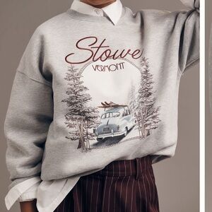 Anthropologie Gray 'Stowe Vermont' Graphic Crewneck Sweatshirt